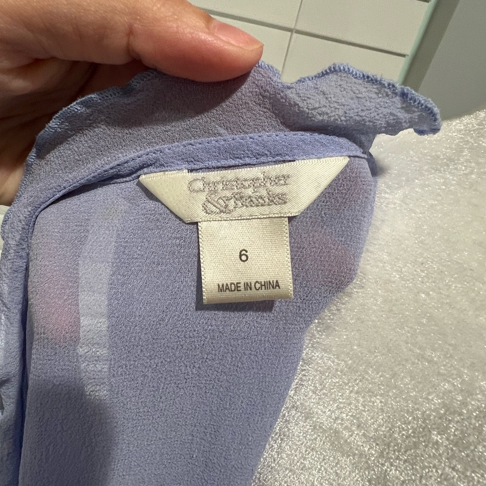 Vintage Christopher & Banks 100% Silk‎ Ruffle Trim Top - Picture 7 of 8